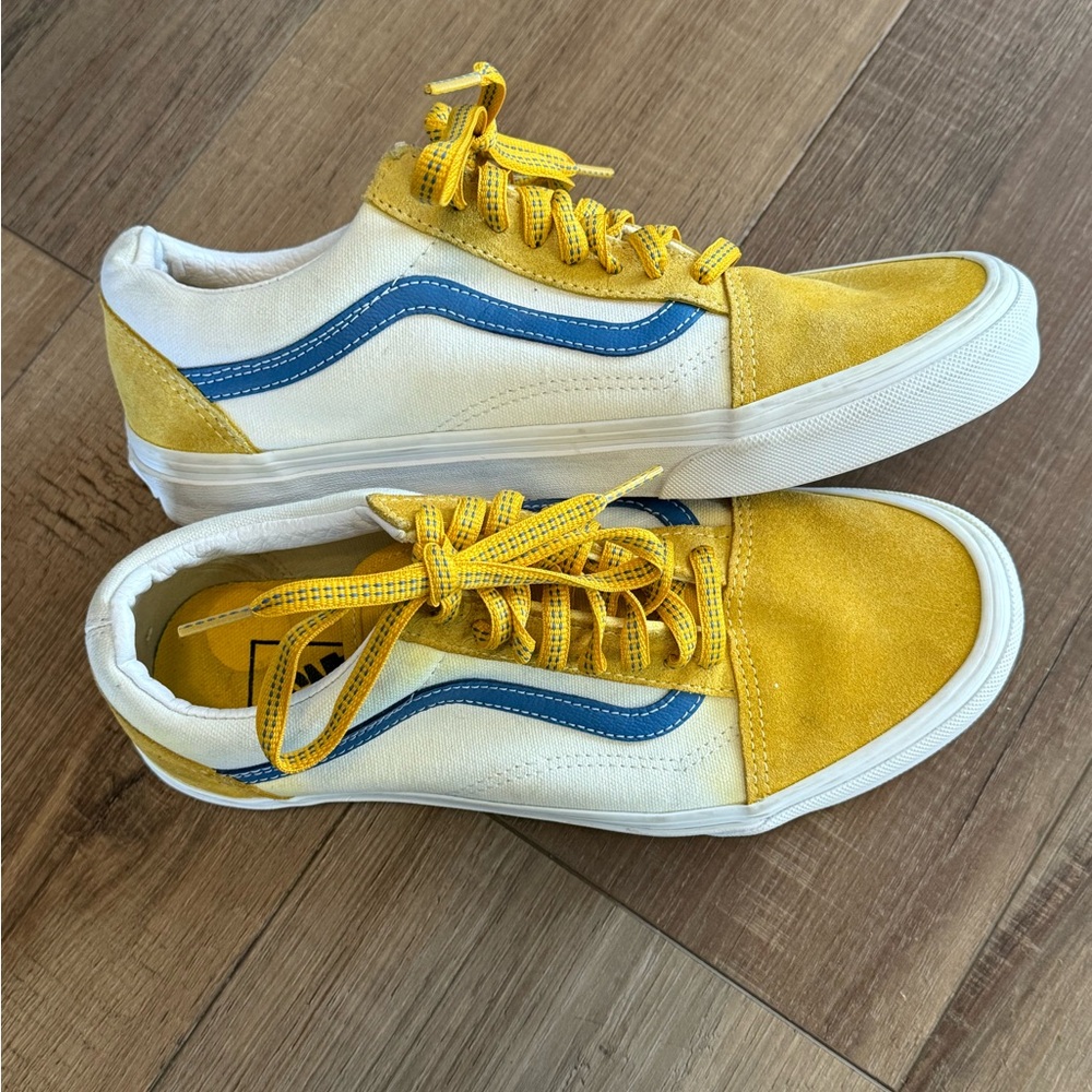 Vans Yellow and White w/Blue Sidestripes Low-Top Sneakers